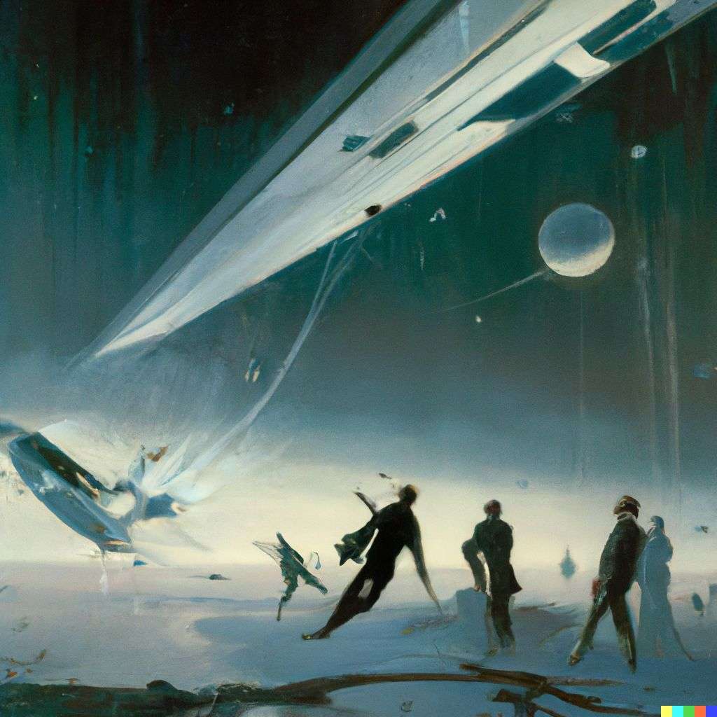 the discovery of gravity, by Syd Mead